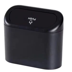 Black Push Lid Trash Bin